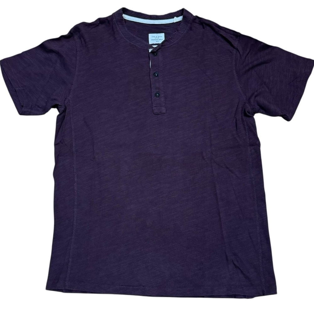 Rag & Bone Sz M Men's Burgundy T-shirt Henley Short sleeve Classic Preppy